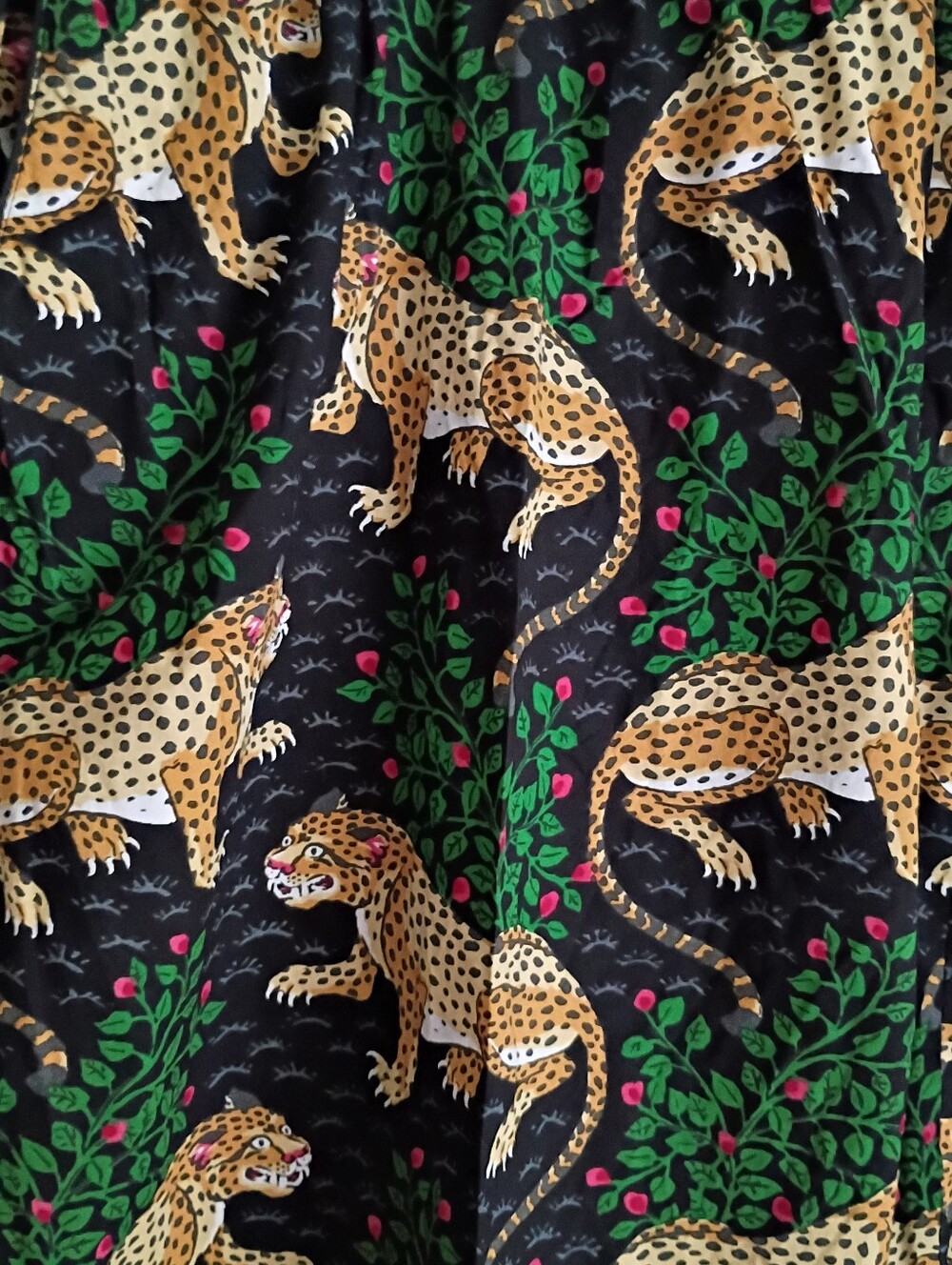 Printfresh Bagheera Leopard Pajama Lounge Pants Green Organic Cotton Preppy Boho - Picture 3 of 8